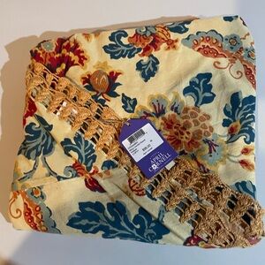 April Cornell Tablecloth Ming Yellow Crochet 70” Round French Cotton NWT